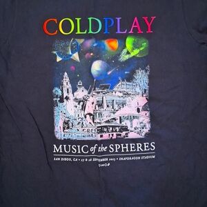 Coldplay Music of the Spheres San Diego Sept. 2023 T-Shirt, Black Medium